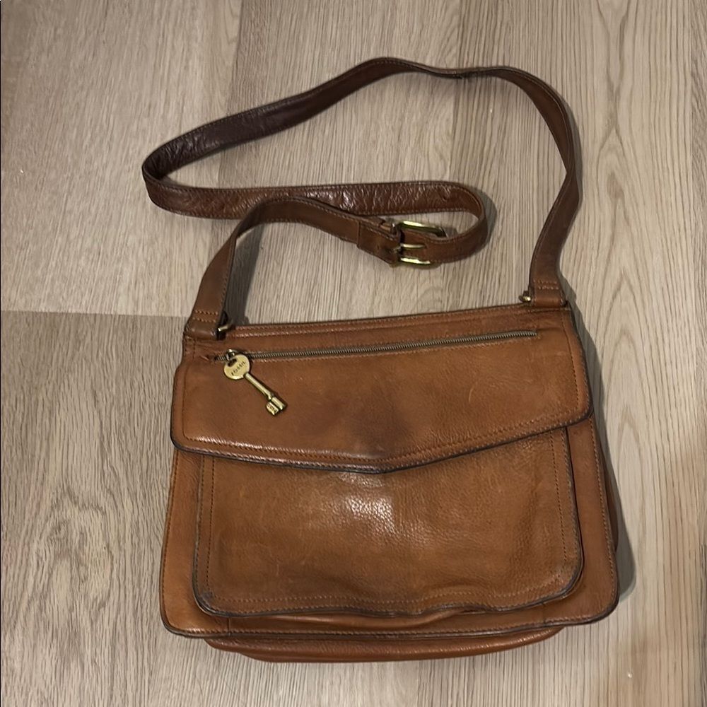 Fossil Brown Leather Crossbody Bag